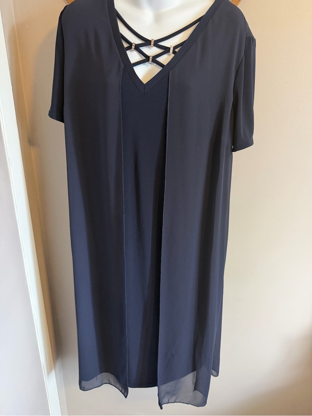 Joseph Ribkoff Navy Chiffon Overlay Dress Size 16